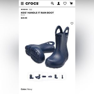 Like New! Crocs Navy Rain Boot (size C7 - little kid/toddler)